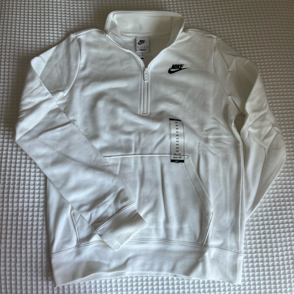 NWT Nike Women’s Sportswear Fleece White Half Zip Sweatshirt